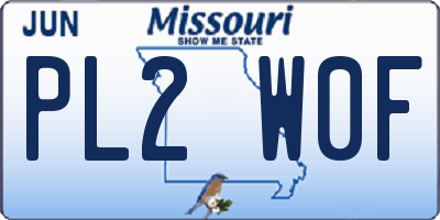MO license plate PL2W0F