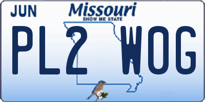 MO license plate PL2W0G