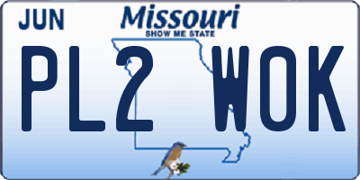 MO license plate PL2W0K