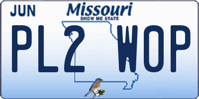 MO license plate PL2W0P