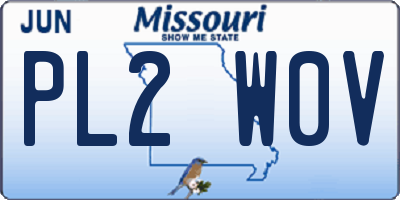 MO license plate PL2W0V