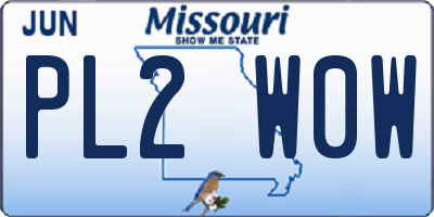 MO license plate PL2W0W