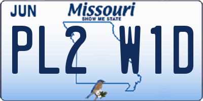 MO license plate PL2W1D