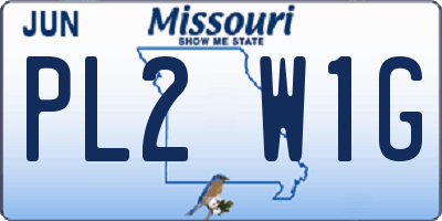 MO license plate PL2W1G