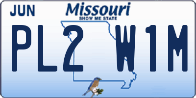 MO license plate PL2W1M