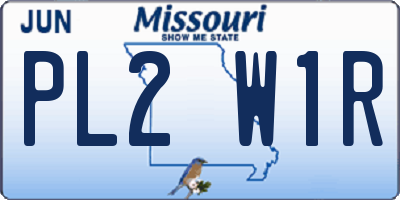MO license plate PL2W1R