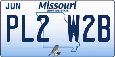 MO license plate PL2W2B