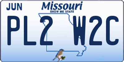 MO license plate PL2W2C