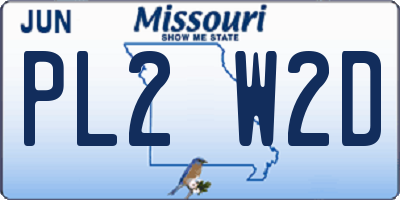 MO license plate PL2W2D
