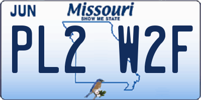 MO license plate PL2W2F