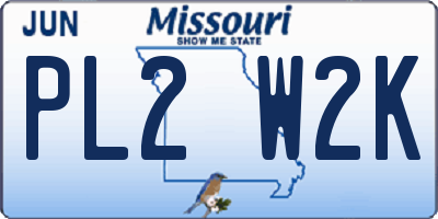 MO license plate PL2W2K