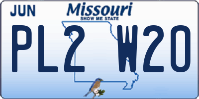 MO license plate PL2W2O
