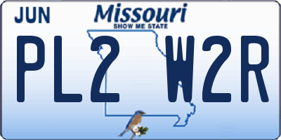 MO license plate PL2W2R