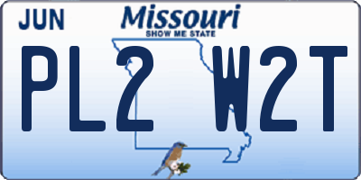 MO license plate PL2W2T