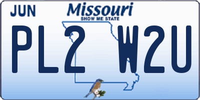 MO license plate PL2W2U