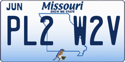 MO license plate PL2W2V