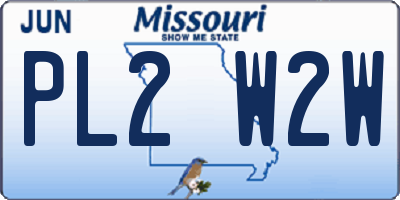 MO license plate PL2W2W