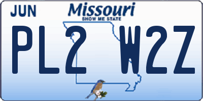 MO license plate PL2W2Z