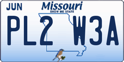 MO license plate PL2W3A