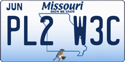 MO license plate PL2W3C