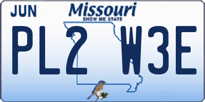 MO license plate PL2W3E