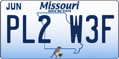MO license plate PL2W3F