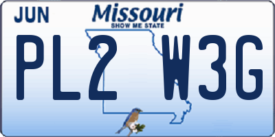 MO license plate PL2W3G