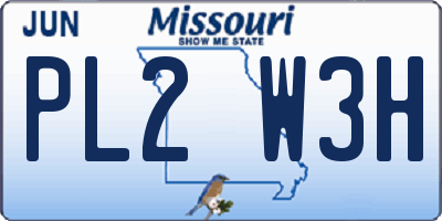 MO license plate PL2W3H