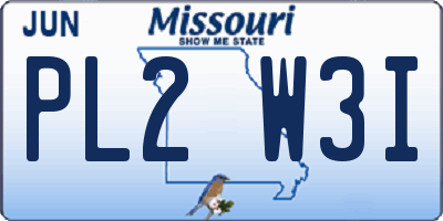 MO license plate PL2W3I