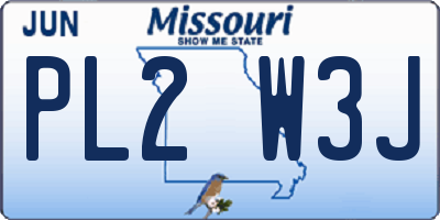 MO license plate PL2W3J