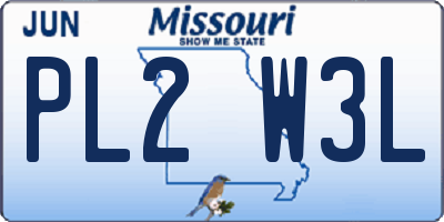 MO license plate PL2W3L