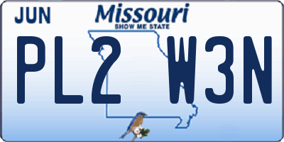 MO license plate PL2W3N