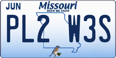 MO license plate PL2W3S