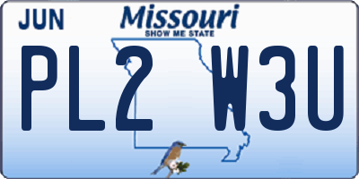 MO license plate PL2W3U