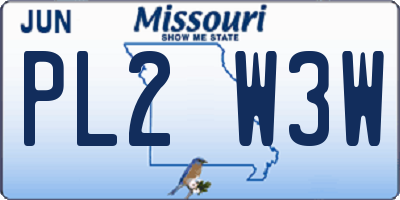 MO license plate PL2W3W