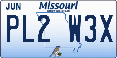 MO license plate PL2W3X