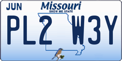 MO license plate PL2W3Y