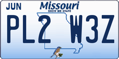 MO license plate PL2W3Z