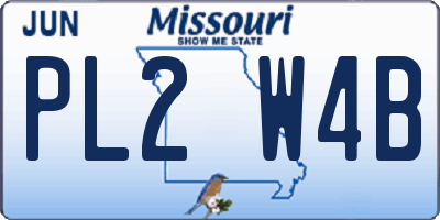 MO license plate PL2W4B