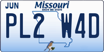 MO license plate PL2W4D
