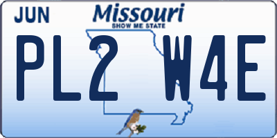MO license plate PL2W4E