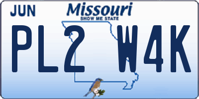 MO license plate PL2W4K