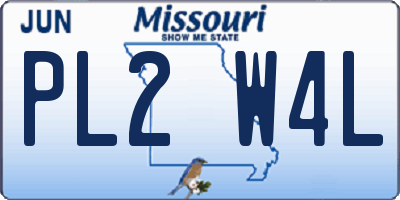 MO license plate PL2W4L