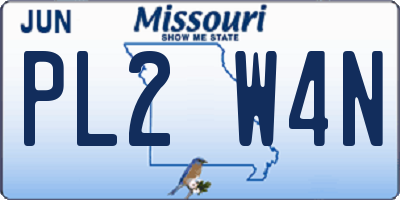 MO license plate PL2W4N