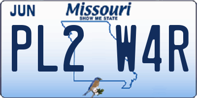 MO license plate PL2W4R