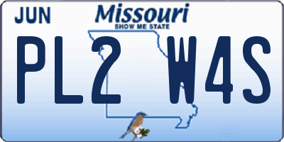 MO license plate PL2W4S