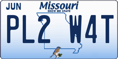 MO license plate PL2W4T