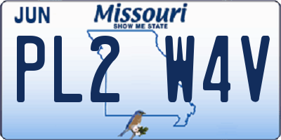 MO license plate PL2W4V