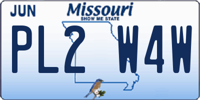 MO license plate PL2W4W