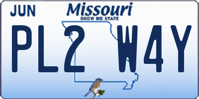 MO license plate PL2W4Y